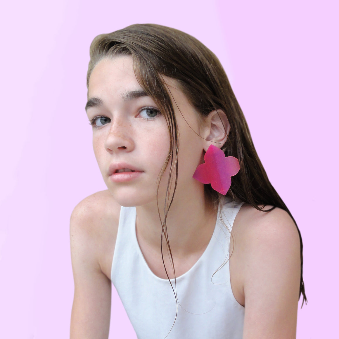 Large Quatrefoil Earrings: Cotton Candy-Warm Violet