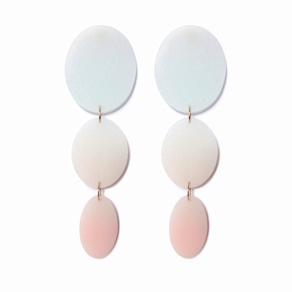 Three Drop Earrings: Pastel Green-Millennial Pink