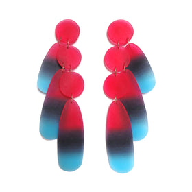 Waterfall Earrings: Red-Midnight-Turquoise