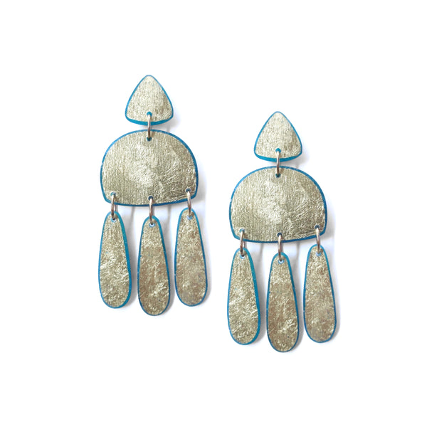 Three Tassel Earrings: 18k Gold Leaf