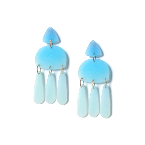 Three Tassel Earrings: Turquoise - Light Blue
