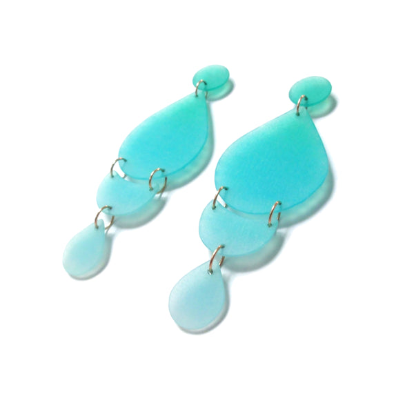 Medium Chandelier Earrings: Emerald-Aqua