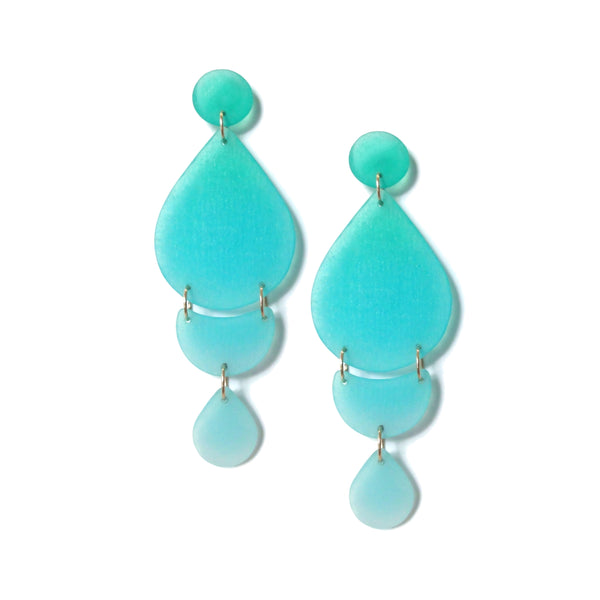 Medium Chandelier Earrings: Emerald-Aqua
