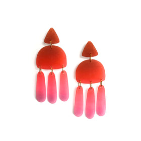 Three Tassel Earrings: Burnt Orange - Lavender
