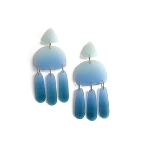 Three Tassel Earrings: Light Blue - Navy