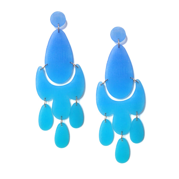 Large Chandelier Earrings: Royal Blue-Dark Turquoise