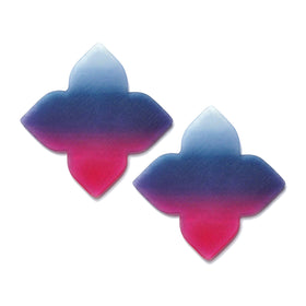 Large Quatrefoil Earring: Light Blue-Navy-Magenta