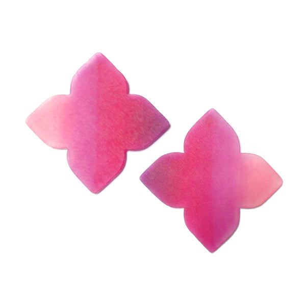 Large Quatrefoil Earrings: Cotton Candy-Warm Violet