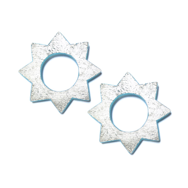 Large Soleil Earrings: Fine Silver Leaf