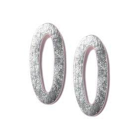 Medium Oval Hoop Earring: Fine Silver Leaf