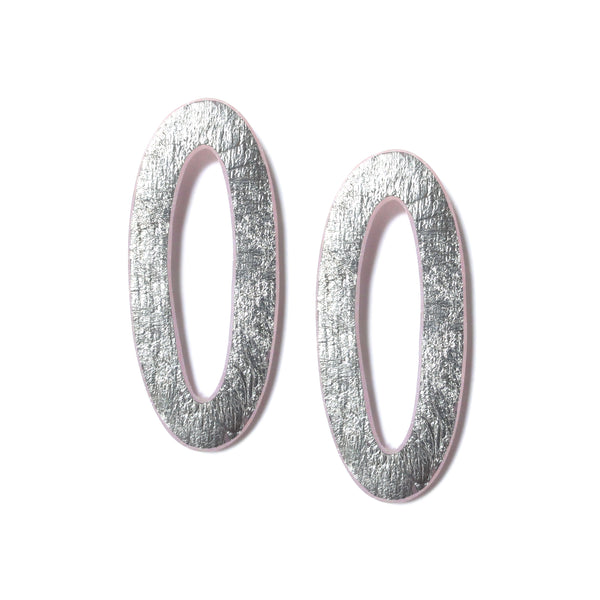Medium Oval Hoop Earring: Fine Silver Leaf