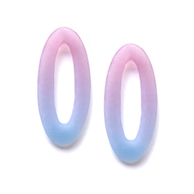 Medium Oval Hoop Earring: Cool Pink-Corn Flower Blue