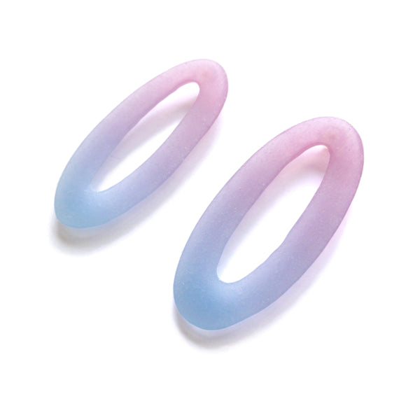 Medium Oval Hoop Earring: Cool Pink-Corn Flower Blue