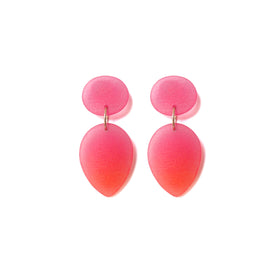 Medium Tear Drop Earrings: Hot Pink - Orange