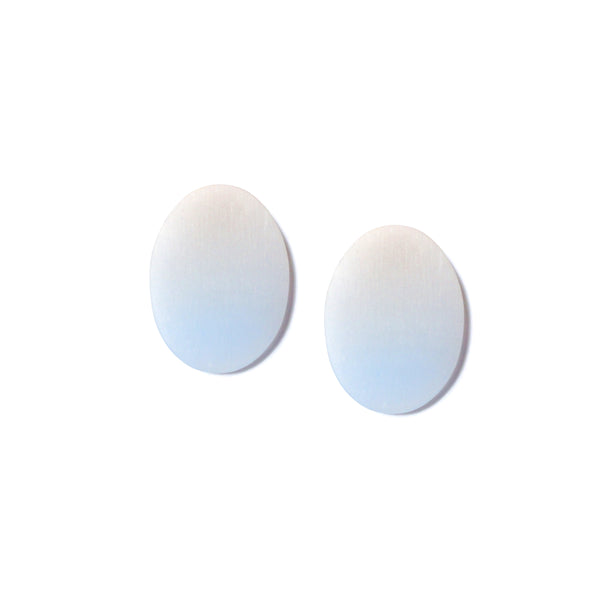 Small Oval Earrings: Ecru - Light Periwinkle