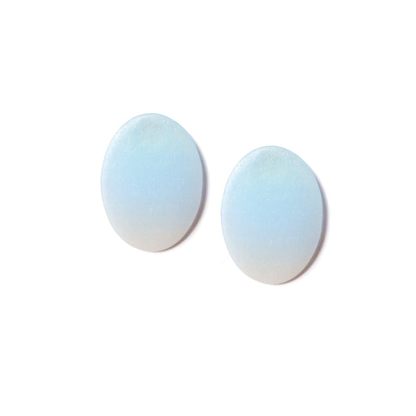Small Oval Earrings: Sea Foam Green - Sky Blue - Ecru