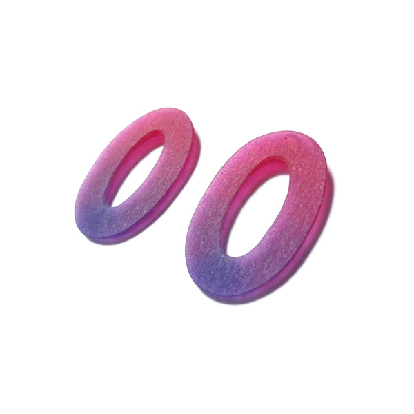 Small Oval Hoop Earrings: Magenta-Violet