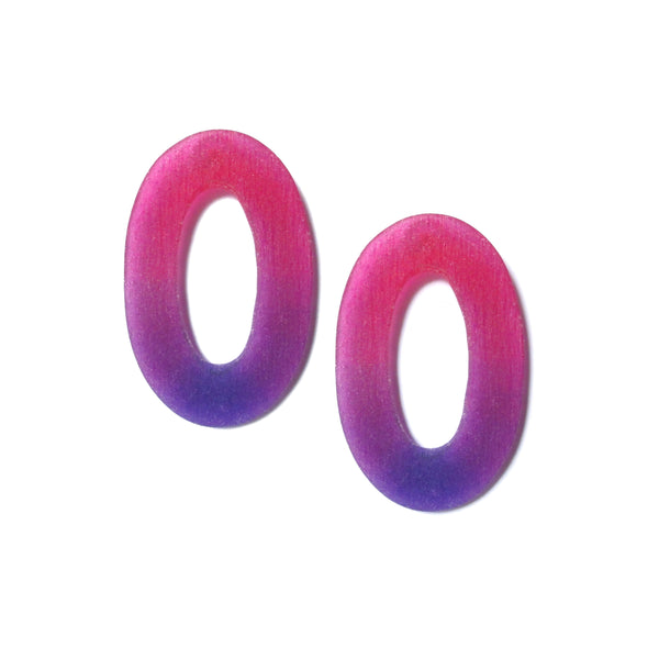 Small Oval Hoop Earrings: Magenta-Violet