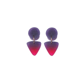Small Circle Tri Drop Earrings: Midnight - Scarlet
