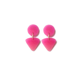 Small Circle Tri Drop Earrings: Hot Pink - Blush