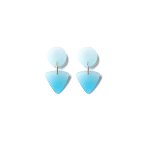 Small Circle Tri Earring: Light Blue - Sky