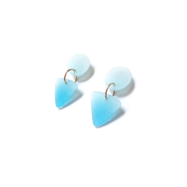 Small Circle Tri Earring: Light Blue - Sky