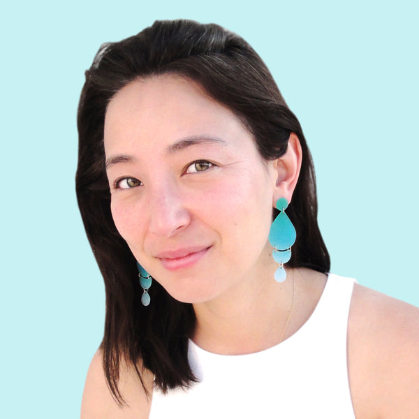 Medium Chandelier Earrings: Emerald-Aqua