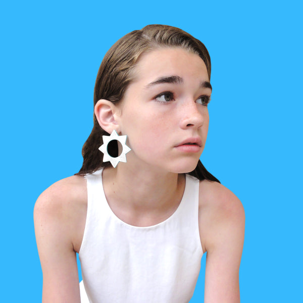 Large Soleil Earrings: Fine Silver Leaf