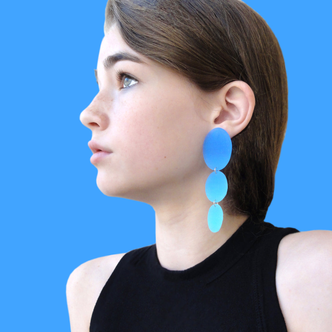 Three Drop Earring: Blue-Grey