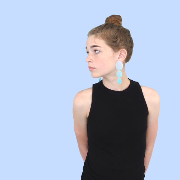 Three Drop Earring: Periwinkle-Aqua