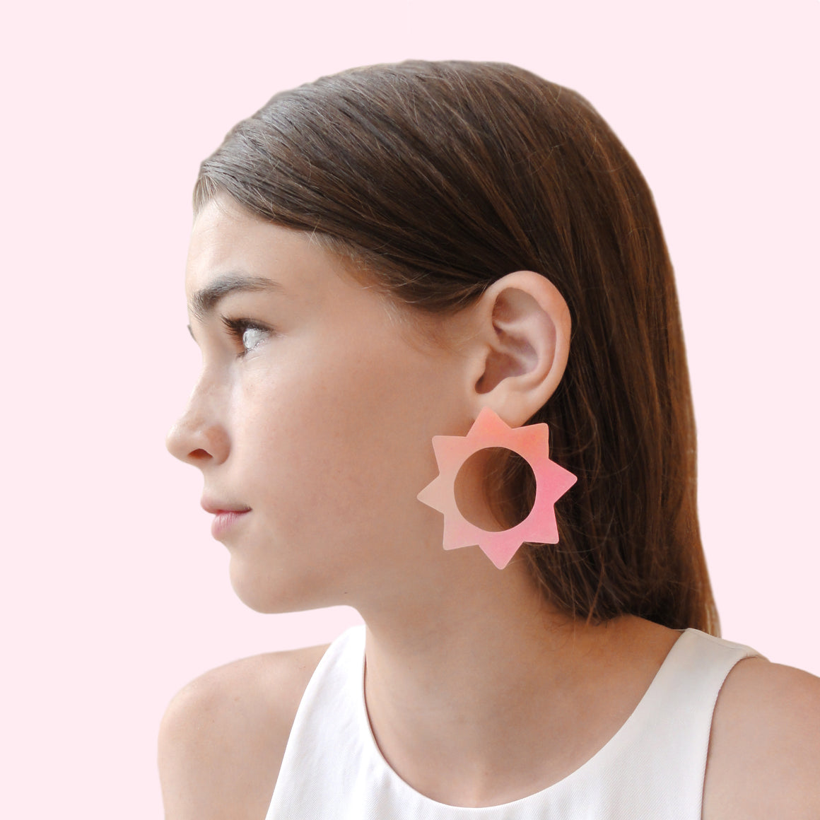 Large Soleil Earrings: Pink-Melon-Nude