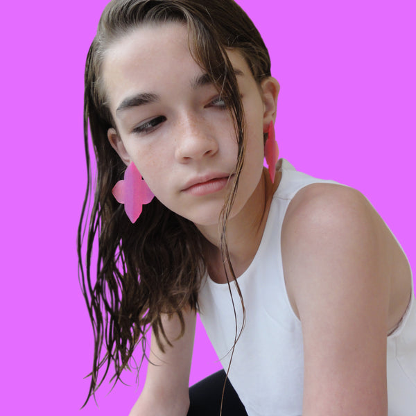 Large Quatrefoil Earrings: Nude-Raspberry