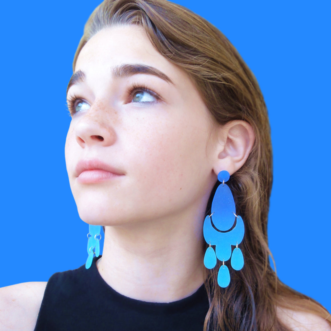 Large Chandelier Earrings: Royal Blue-Dark Turquoise