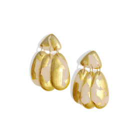 Small Three Tassel Earrings: 22k Gold Leaf Splash