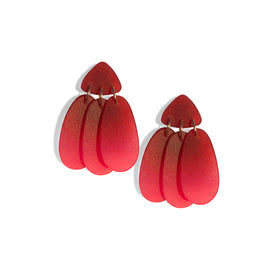 Small Three Tassel Earrings: Dark Scarlet - Wild Watermelon