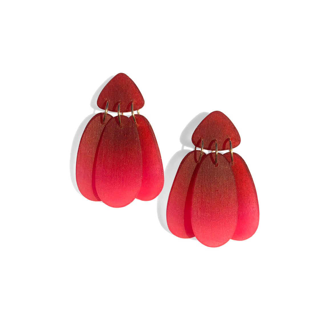 Small Three Tassel Earrings: Dark Scarlet - Wild Watermelon