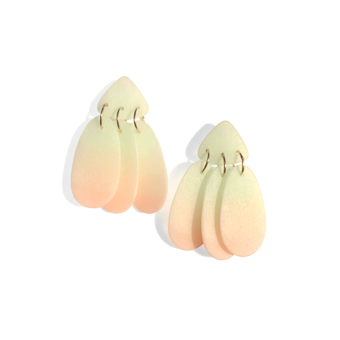 Small Three Tassel Earrings: Mint Green - Millennial Pink