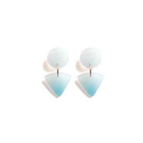 Small Circle Tri Earring: Ice Blue - Sky