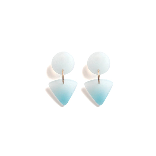 Small Circle Tri Earring: Ice Blue - Sky