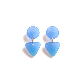 Small Circle Tri Earring: Light Royal - Aqua