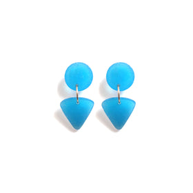 Small Circle Tri Earring: Ocean Blue - Cadet Blue