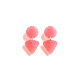 Small Circle Tri Drop Earrings: Watermelon - Peach