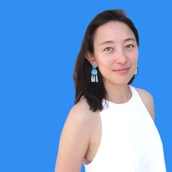 Three Tassel Earrings: Graphite - Royal Blue