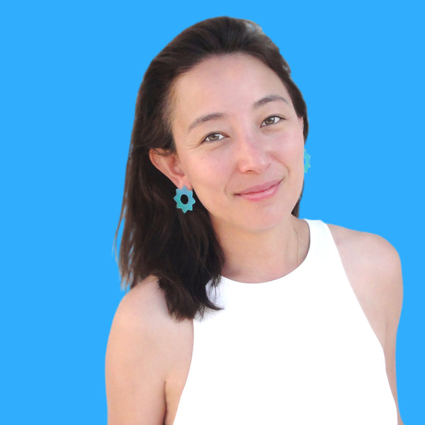 Small Soleil Earrings: Aqua - Ice - Sky Blue