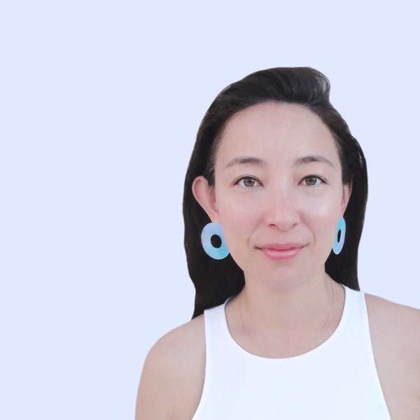 Large Ciambella Earrings: Turquoise-Grey