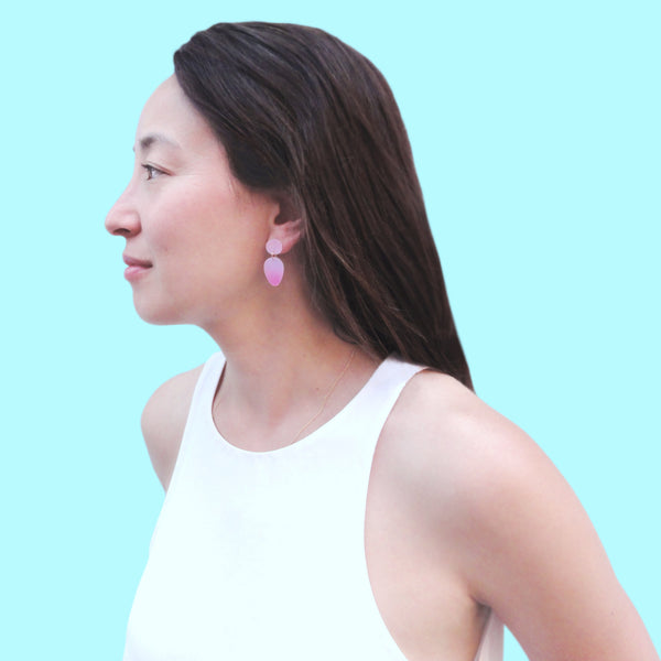 Medium Tear Drop Earrings: Ice-Sky Blue